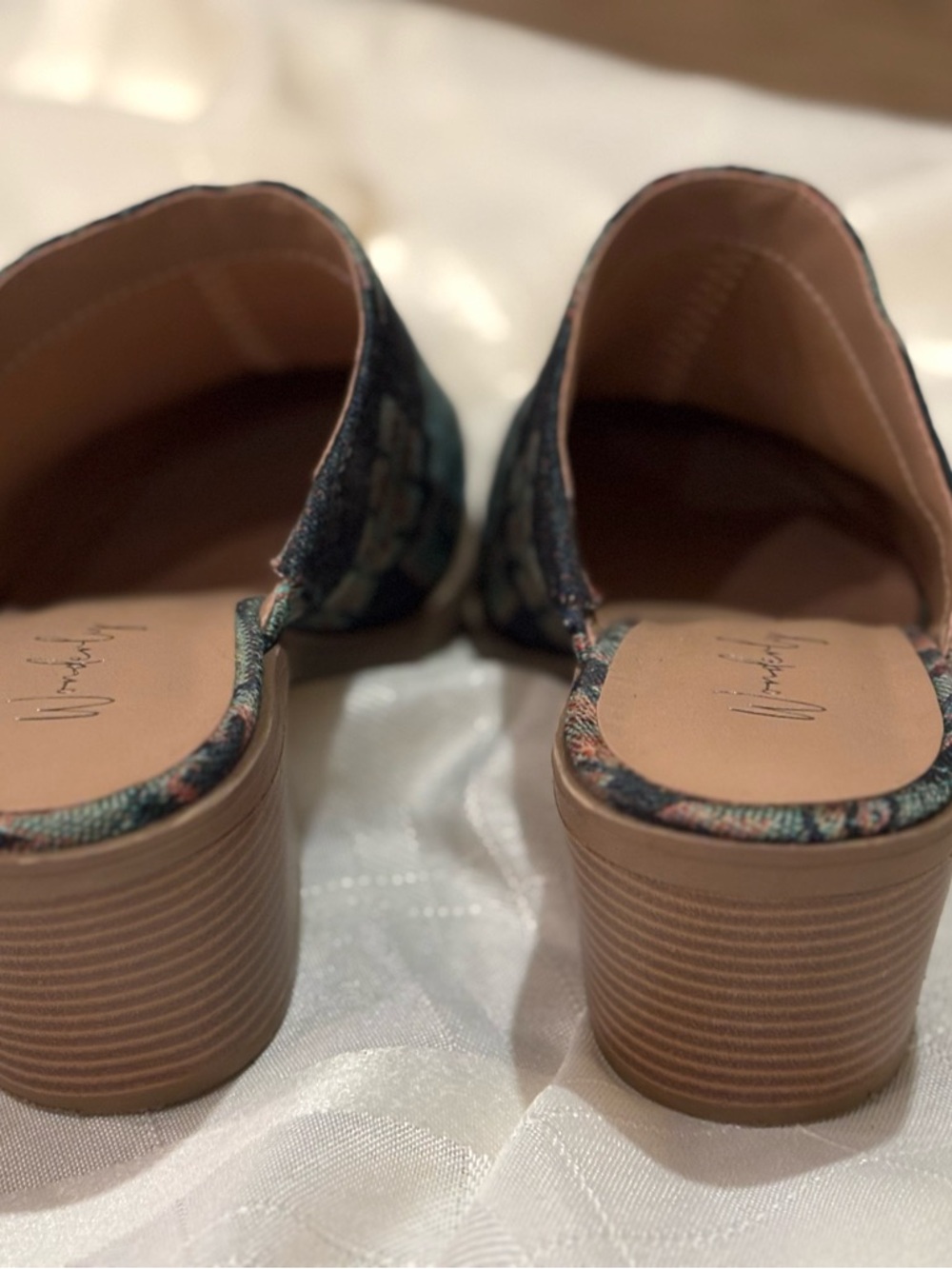 Wonderly Women's Multicolor Aztec Textile Mule Heels - Picture 5 of 6